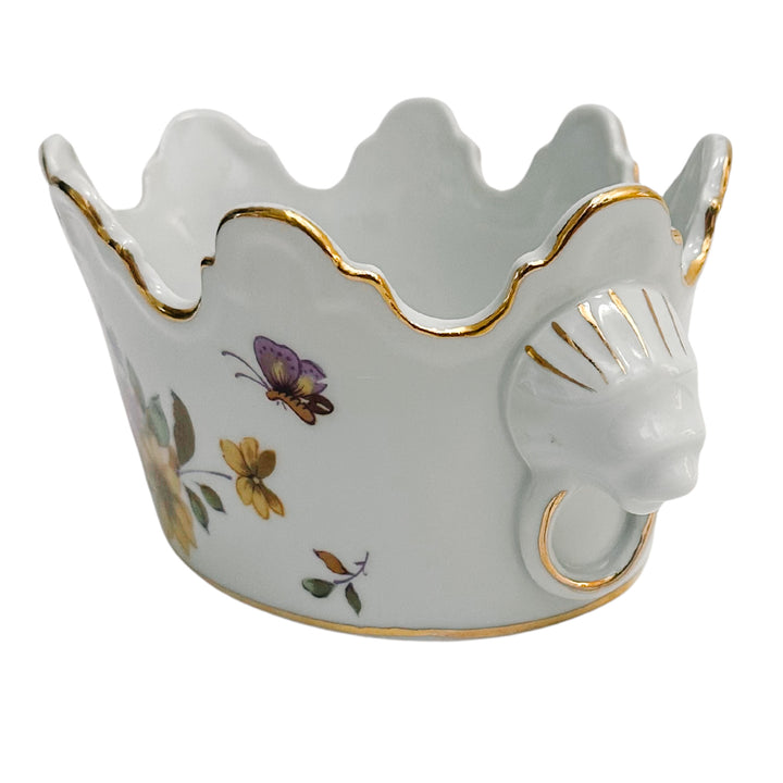Petite Scalloped Jardiniere With Lion Head Handles