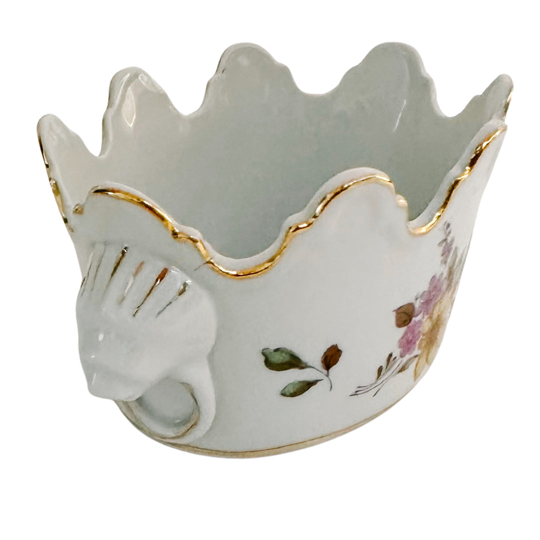 Petite Scalloped Jardiniere With Lion Head Handles