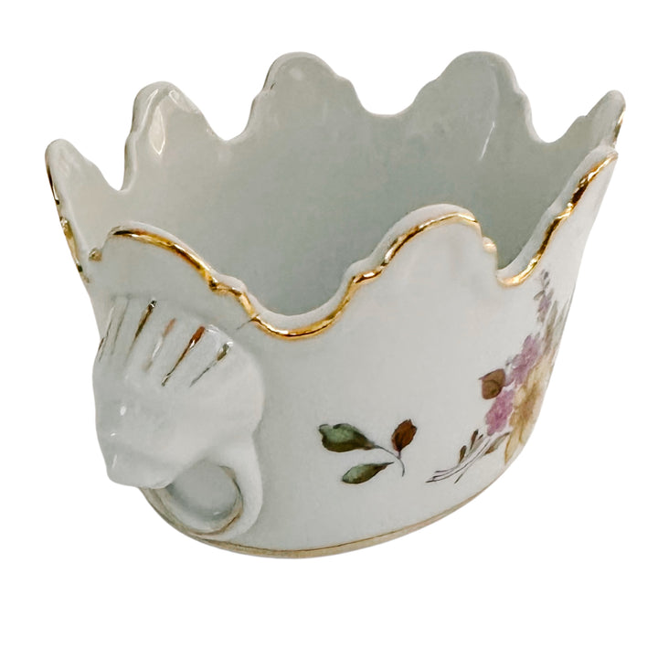 Petite Scalloped Jardiniere With Lion Head Handles