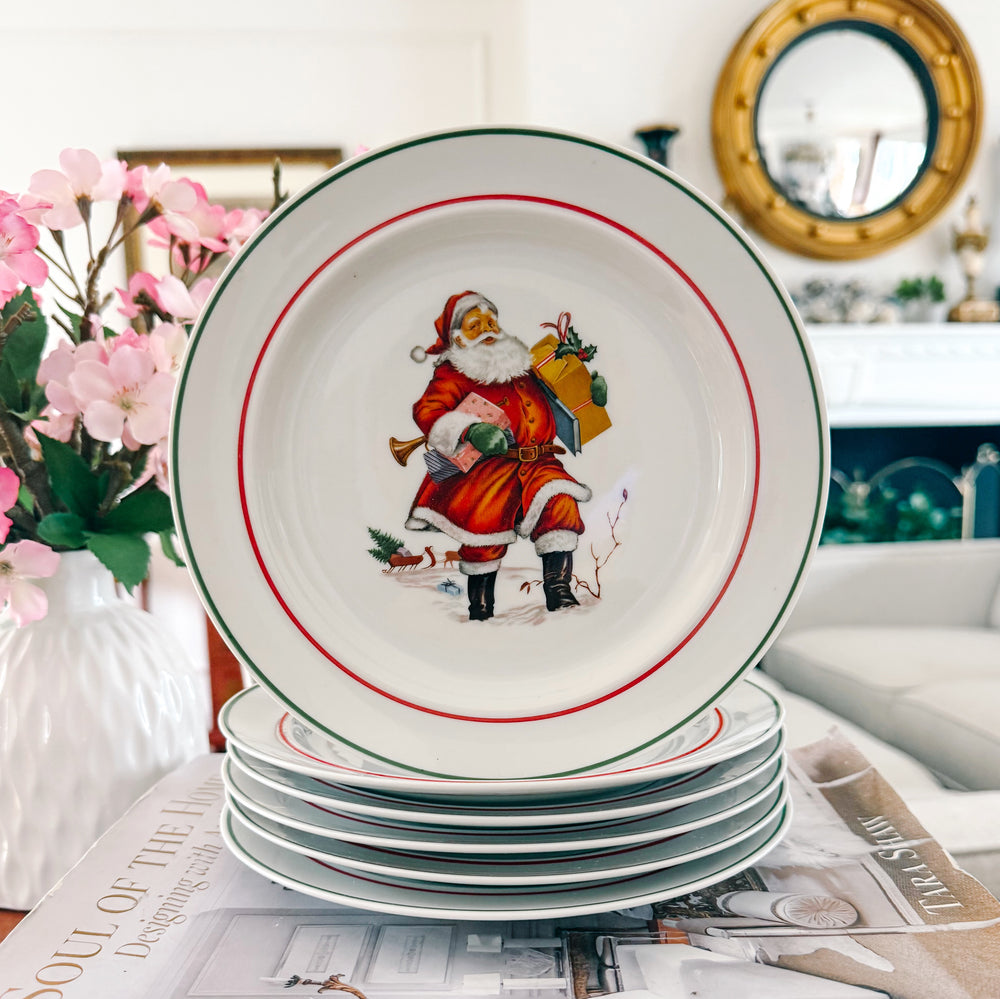 Vintage Bavarian Santa Salad Plates by JKW Bavaria