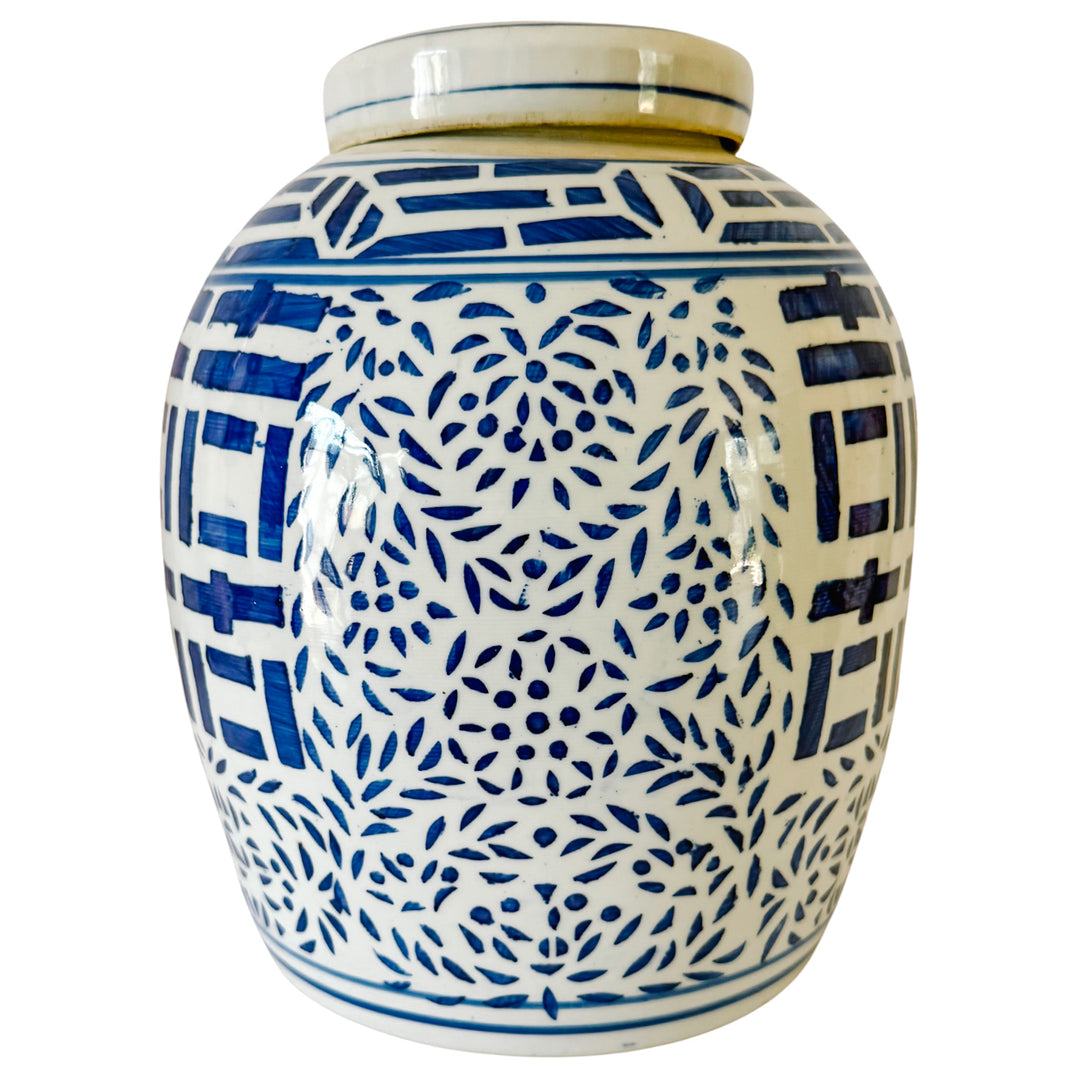 Vintage Blue & White Double Happiness Ginger Jar