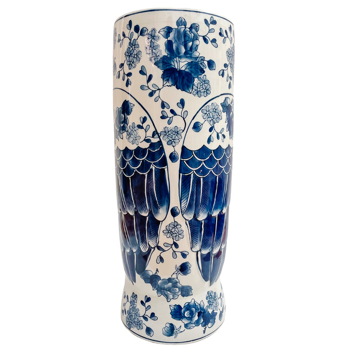 Vintage Blue & White Owl Umbrella Stand