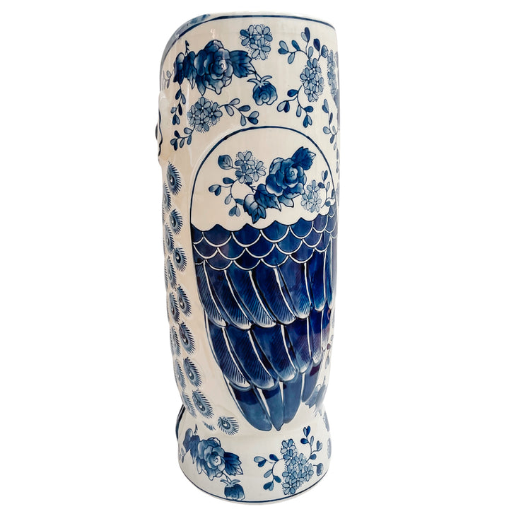 Vintage Blue & White Owl Umbrella Stand