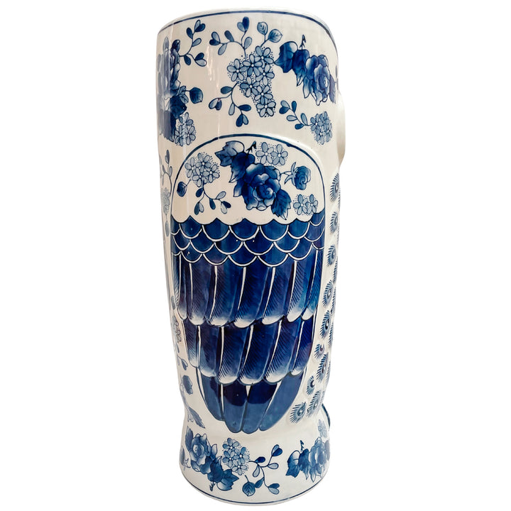 Vintage Blue & White Owl Umbrella Stand