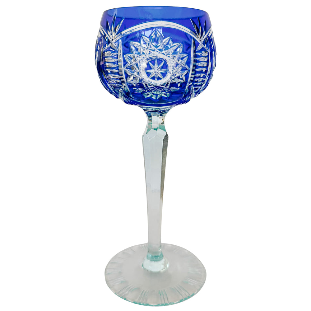 Vintage Bohemian Cut-to-Clear Crystal Hock Wine Glasses