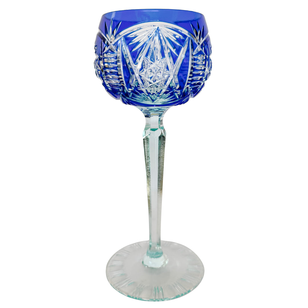 Vintage Bohemian Cut-to-Clear Crystal Hock Wine Glasses