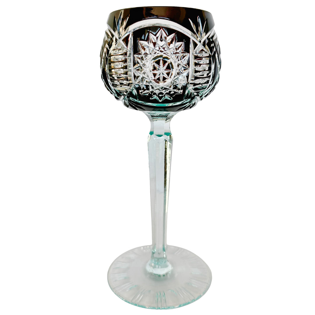Vintage Bohemian Cut-to-Clear Crystal Hock Wine Glasses