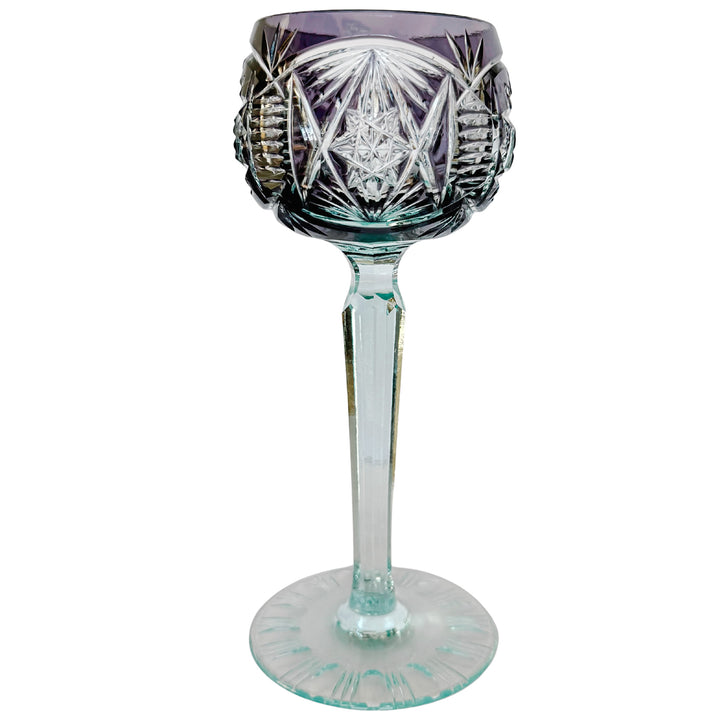 Vintage Bohemian Cut-to-Clear Crystal Hock Wine Glasses