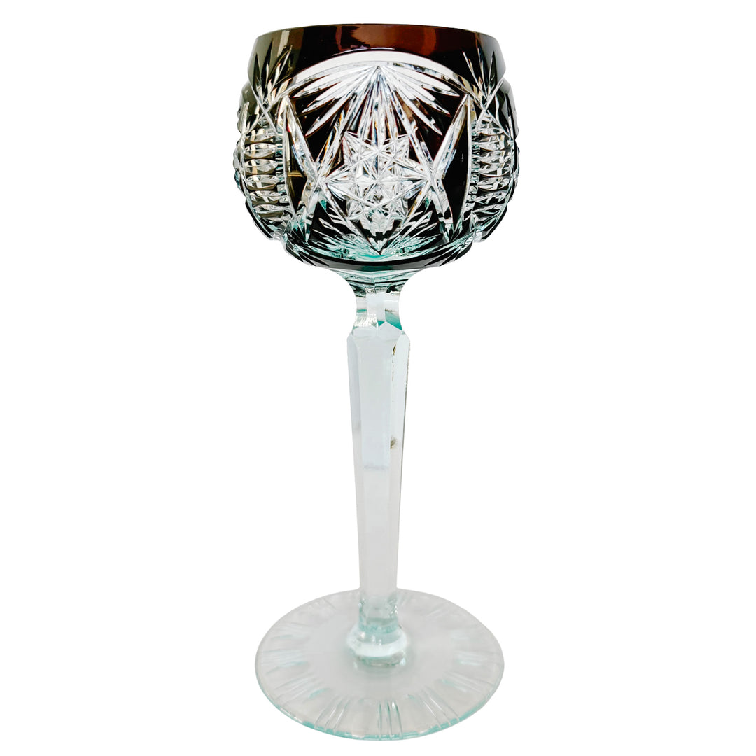 Vintage Bohemian Cut-to-Clear Crystal Hock Wine Glasses