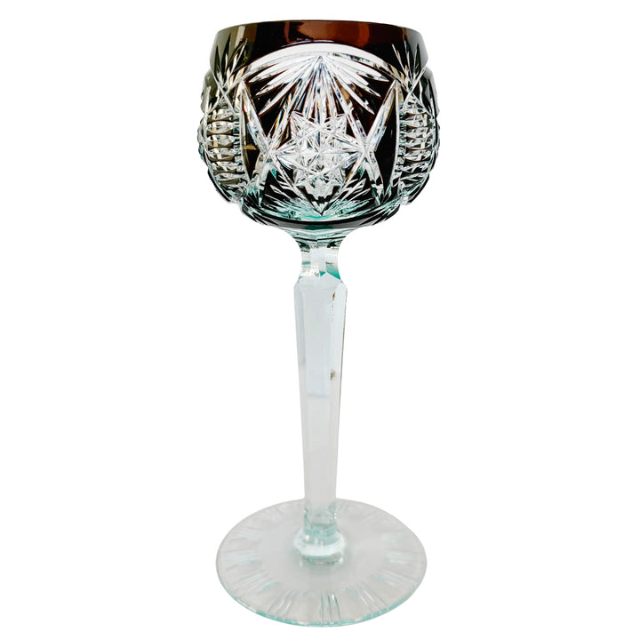 Vintage Bohemian Cut-to-Clear Crystal Hock Wine Glasses