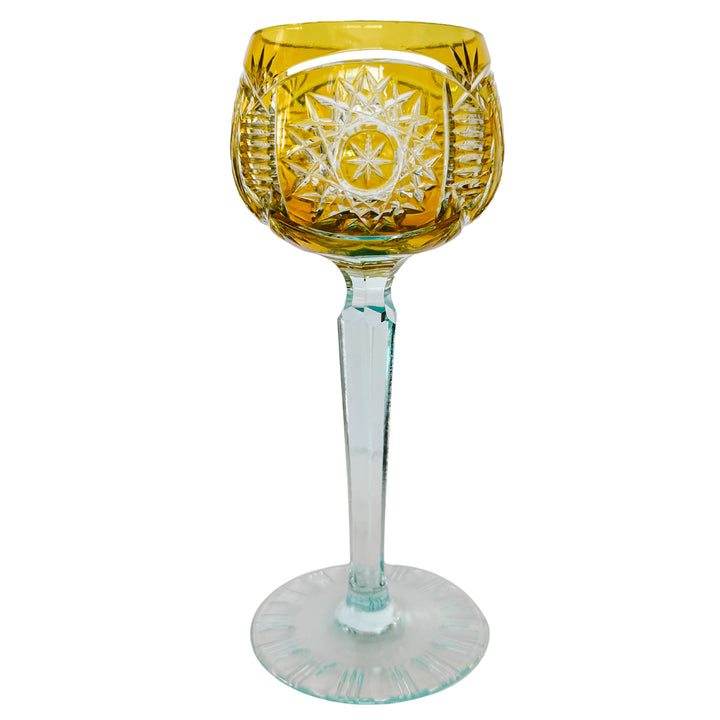 Vintage Bohemian Cut-to-Clear Crystal Hock Wine Glasses
