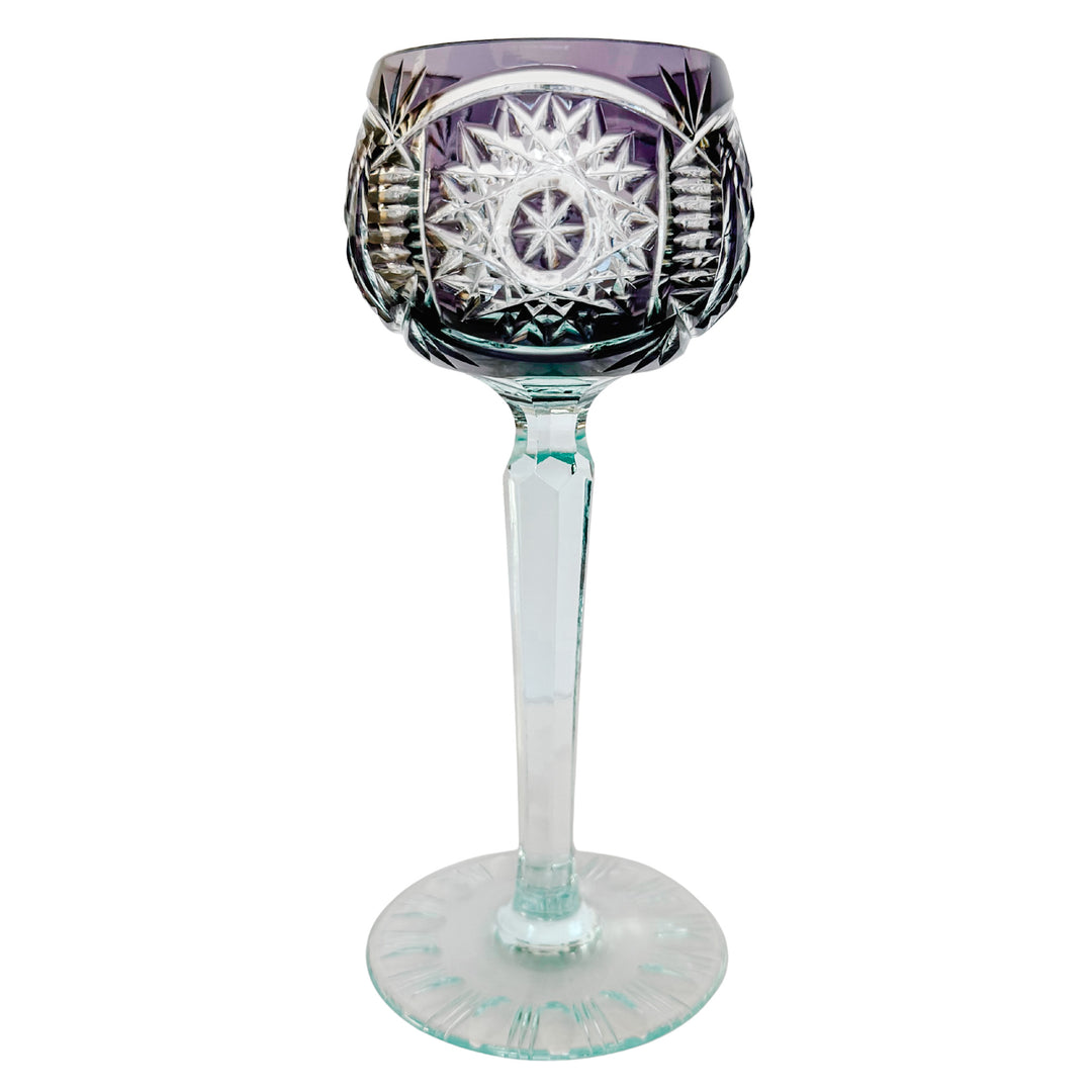 Vintage Bohemian Cut-to-Clear Crystal Hock Wine Glasses