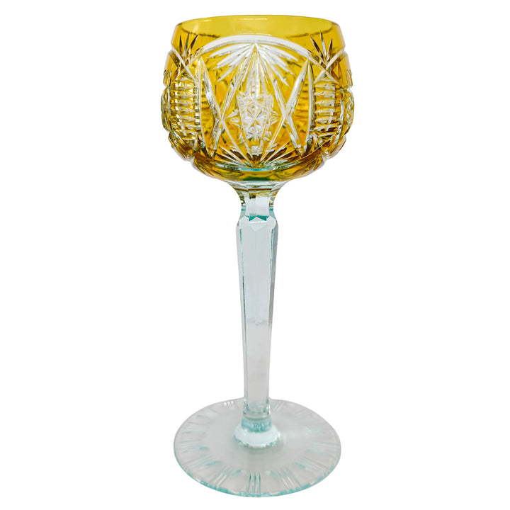 Vintage Bohemian Cut-to-Clear Crystal Hock Wine Glasses