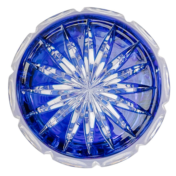 Vintage Bohemian Cut Crystal Blue Vase