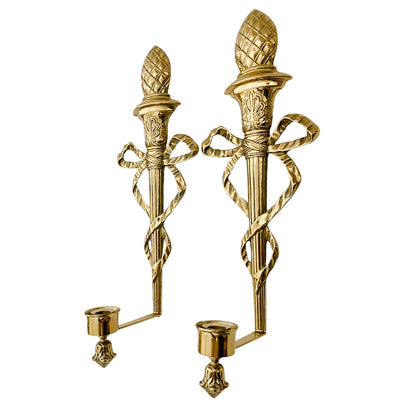 Vintage Brass Hollywood Regency Wall Candle Sconces