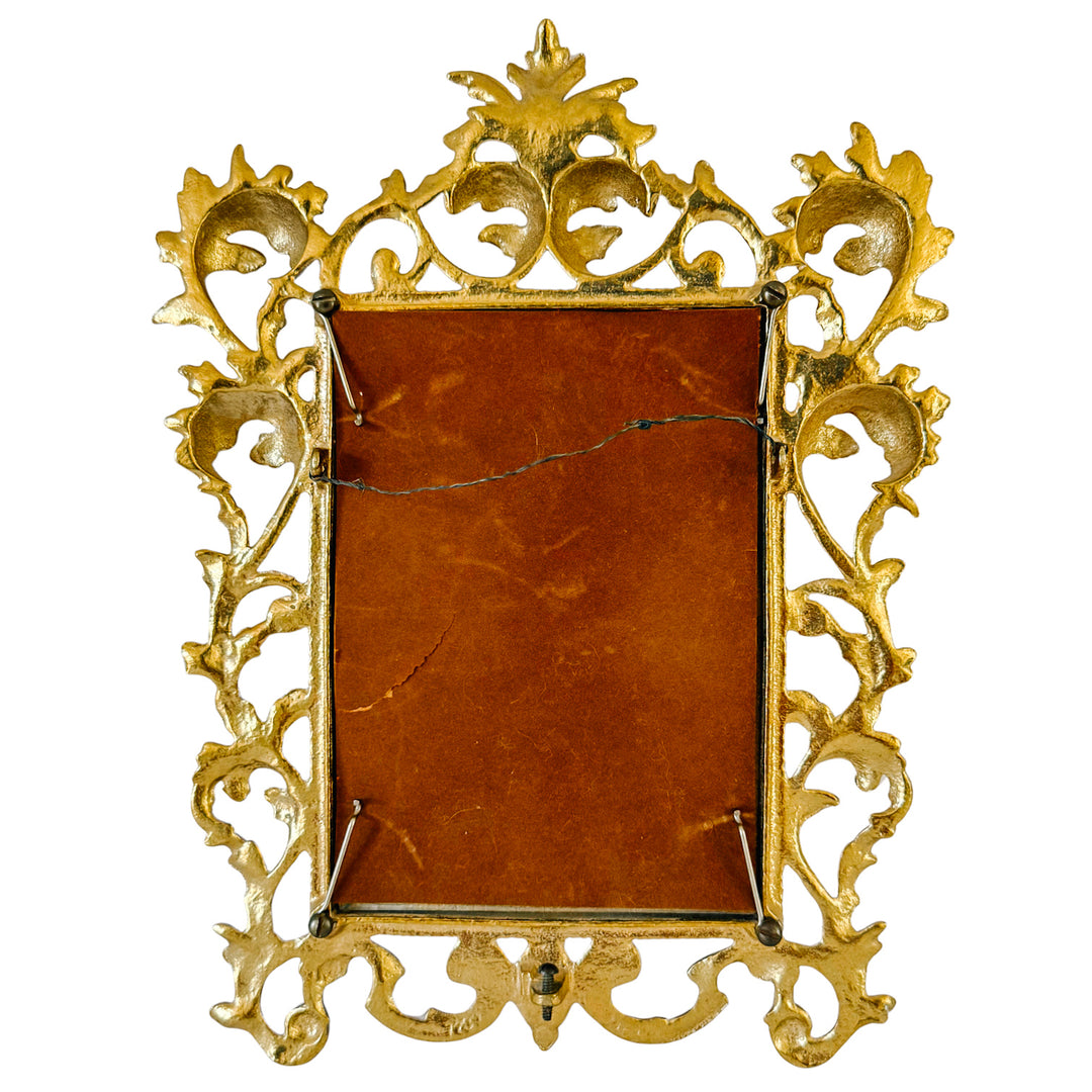 Vintage Cast Brass Rococo Style Ornate Photo Frame