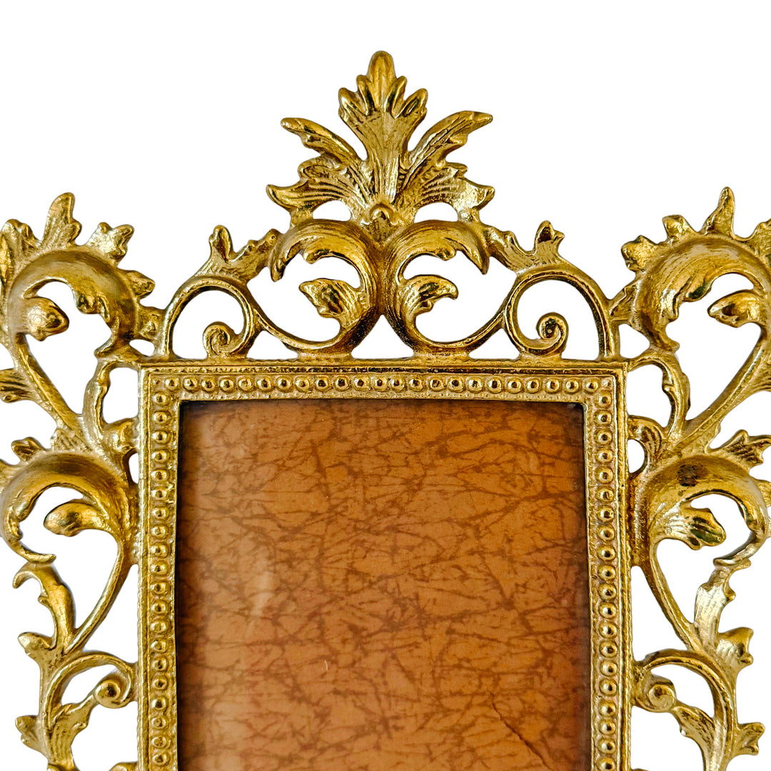 Vintage Cast Brass Rococo Style Ornate Photo Frame