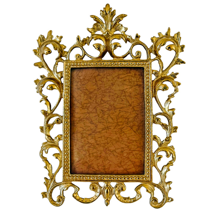 Vintage Cast Brass Rococo Style Ornate Photo Frame