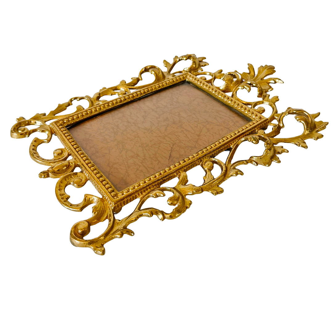Vintage Cast Brass Rococo Style Ornate Photo Frame