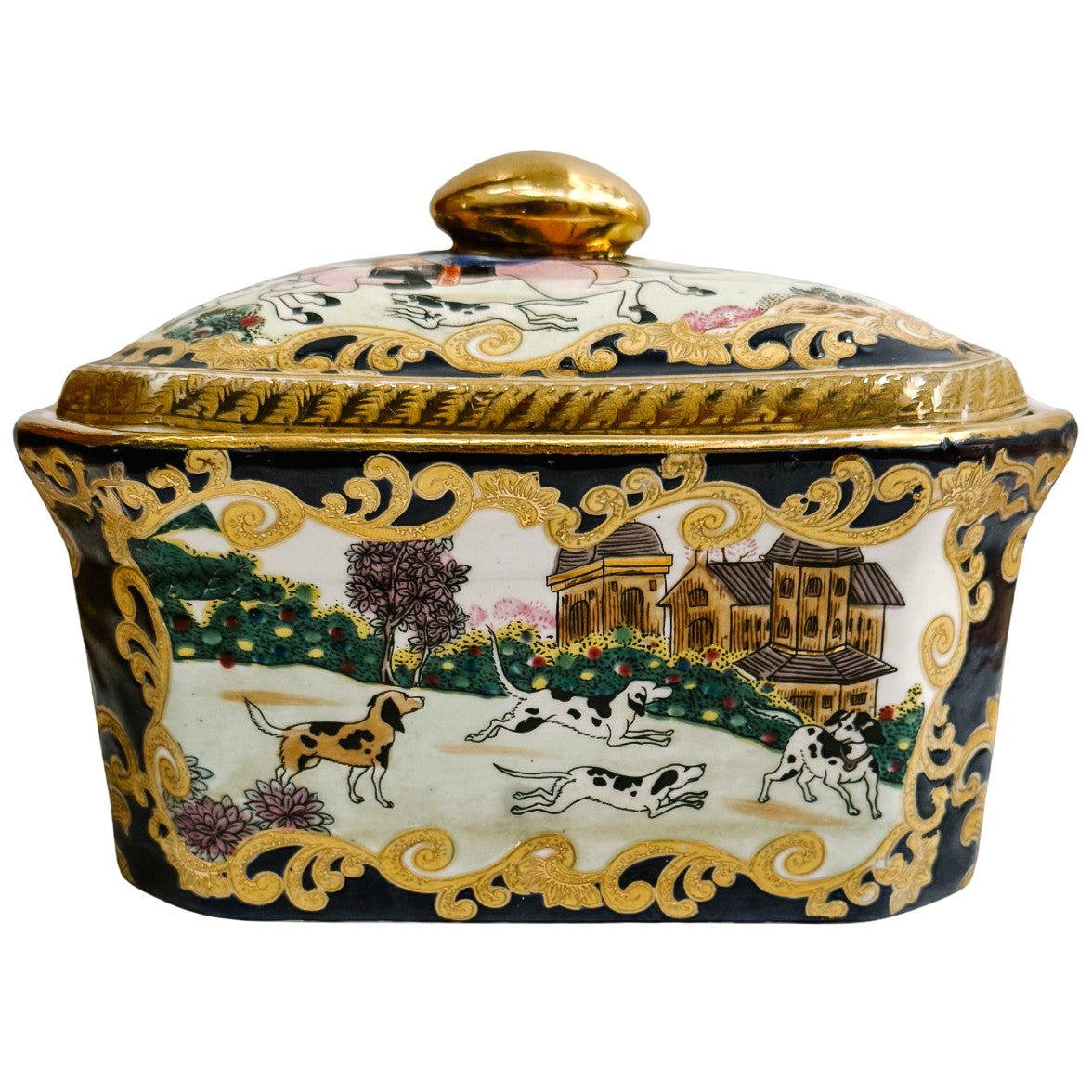 Vintage Chinese Export Fox Hunting Scene Lidded Box – House of Andaloo
