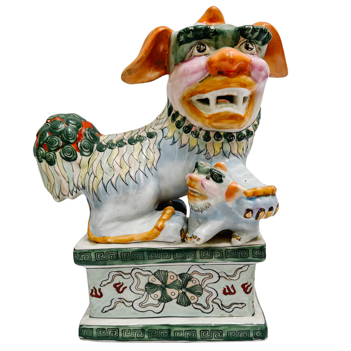 Vintage Polychrome Foo Dogs