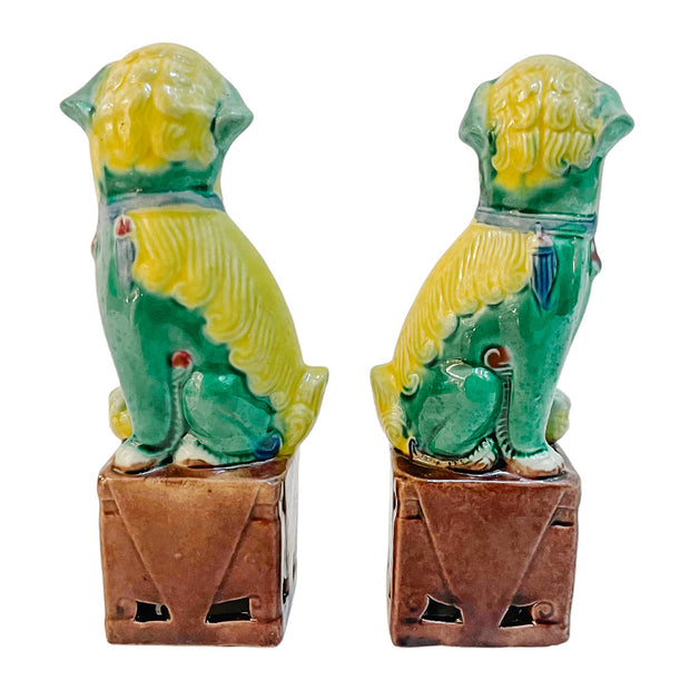 Vintage Miniature Polychrome Foo Dog Figurines