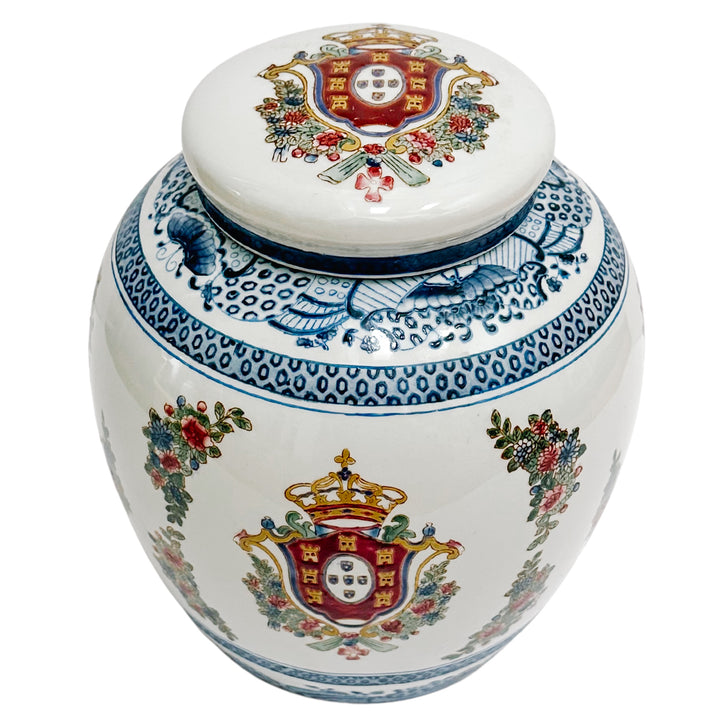 Vintage Chinoiserie Armorial Ginger Jar