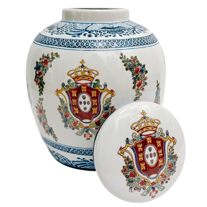 Vintage Chinoiserie Armorial Ginger Jar