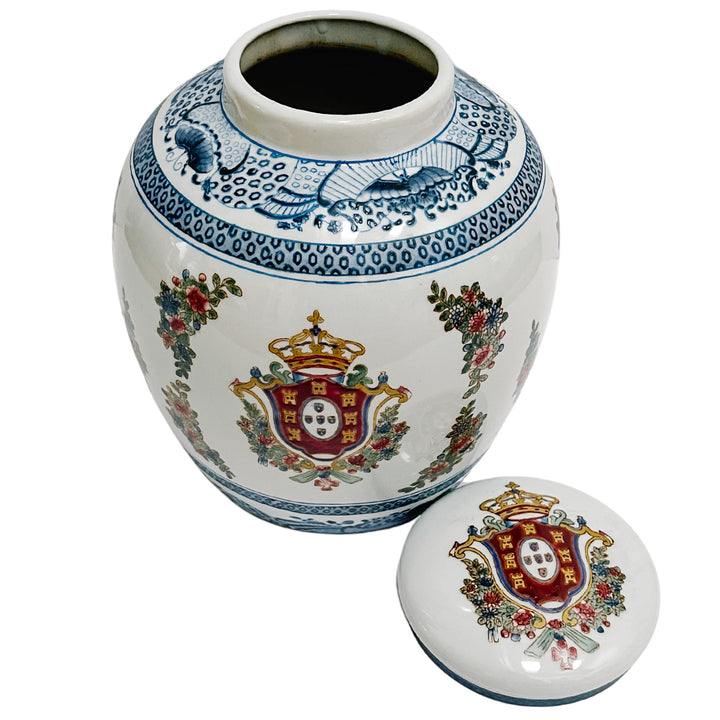 Vintage Chinoiserie Armorial Ginger Jar