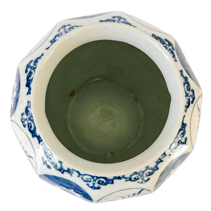Vintage Chinoiserie Blue and White Swirl Dragon Vase