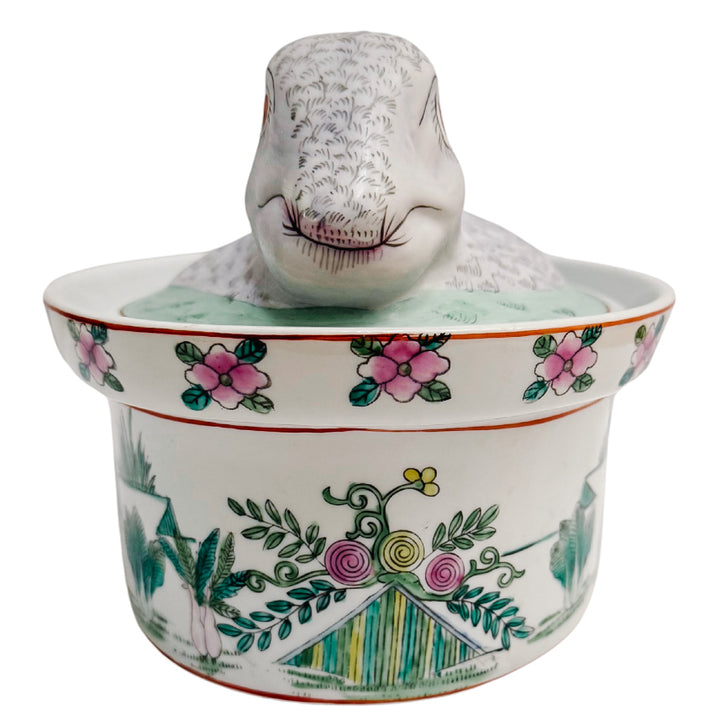 Vintage Chinoiserie Bunny & Bok Choy Lidded Tureen
