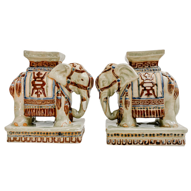 Vintage Chinoiserie Elephants Bookends