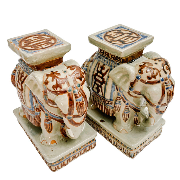 Vintage Chinoiserie Elephants Bookends