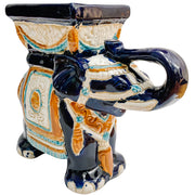 Vintage Chinoiserie Glazed Ceramic Elephant Planter