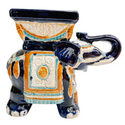 Vintage Chinoiserie Glazed Ceramic Elephant Planter