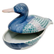 Vintage Chinoiserie Glazed Porcelain Duck Box