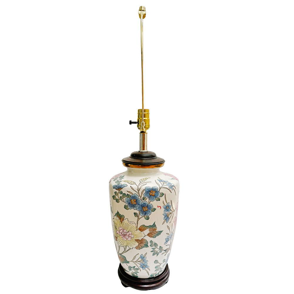 Vintage Ming-Style Floral Ceramic Table Lamp