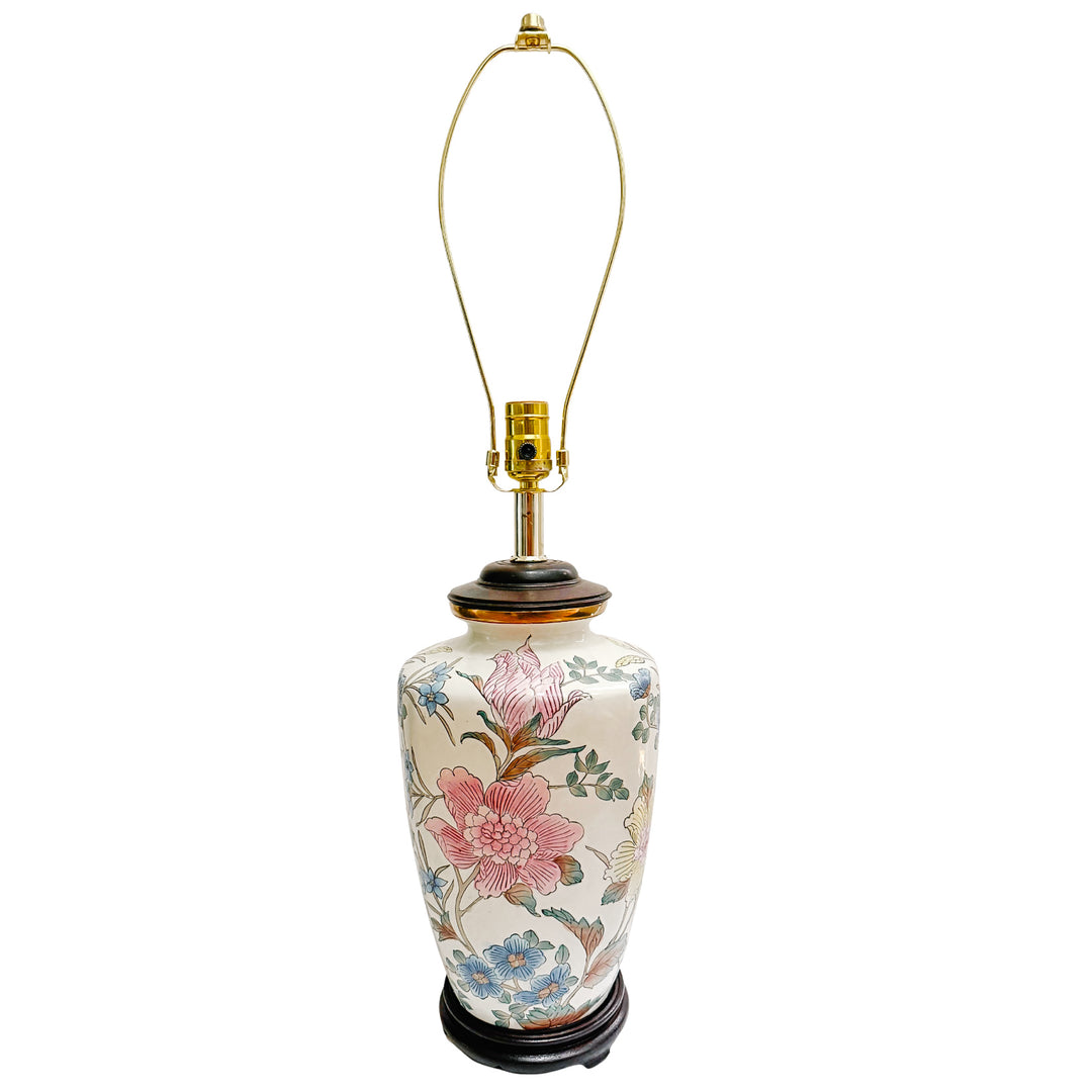 Vintage Ming-Style Floral Ceramic Table Lamp