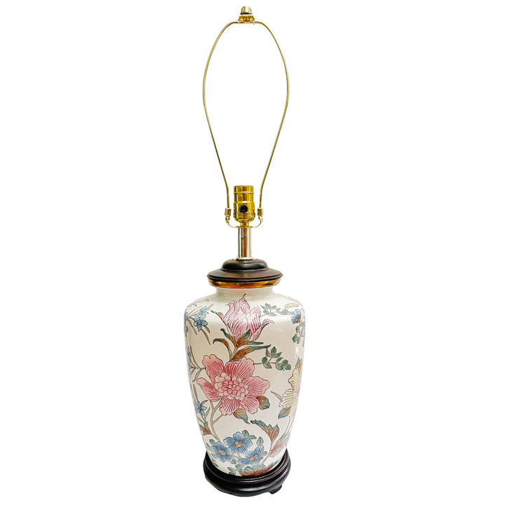 Vintage Ming-Style Floral Ceramic Table Lamp
