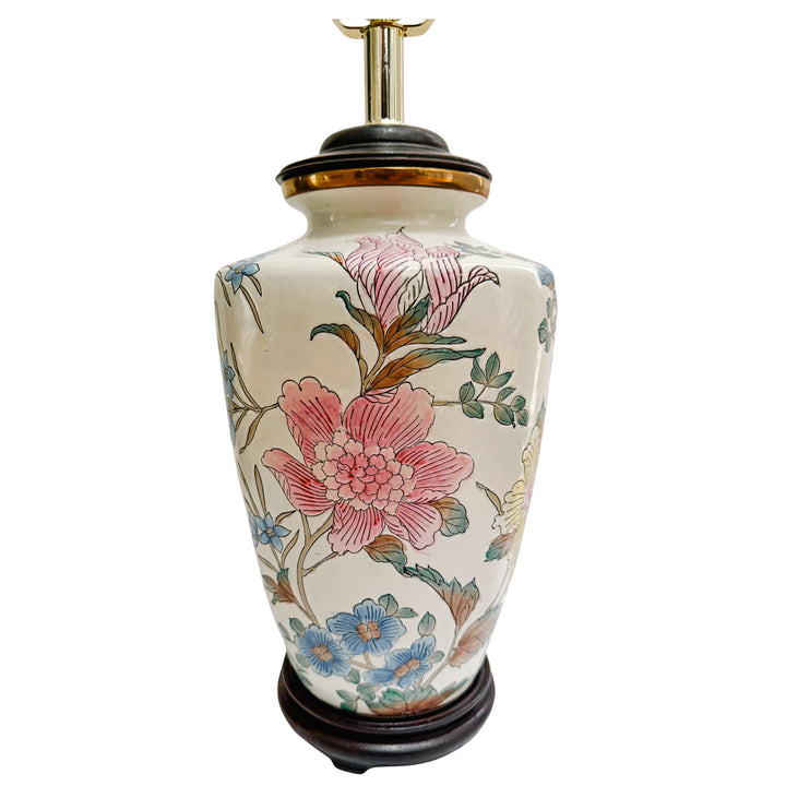 Vintage Ming-Style Floral Ceramic Table Lamp