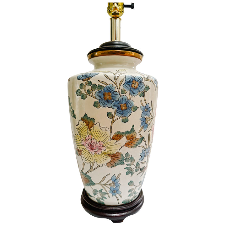 Vintage Ming-Style Floral Ceramic Table Lamp