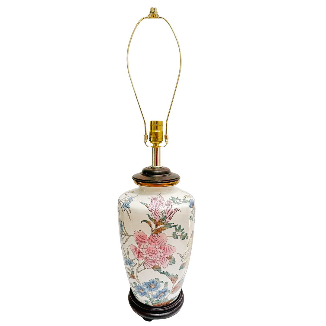 Vintage Ming-Style Floral Ceramic Table Lamp