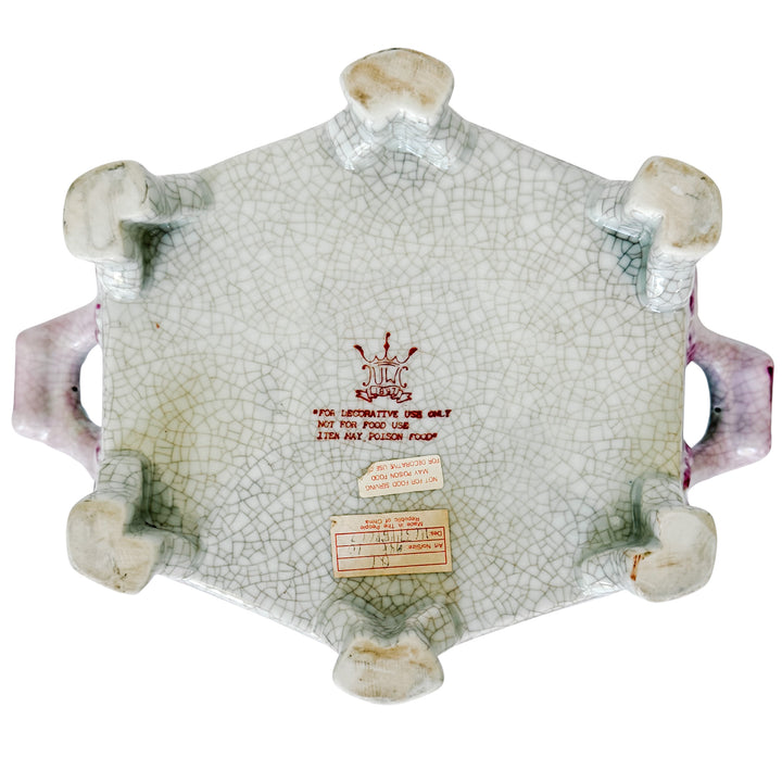 Vintage Chinoiserie United Wilson Pink and White Scalloped Cachepot