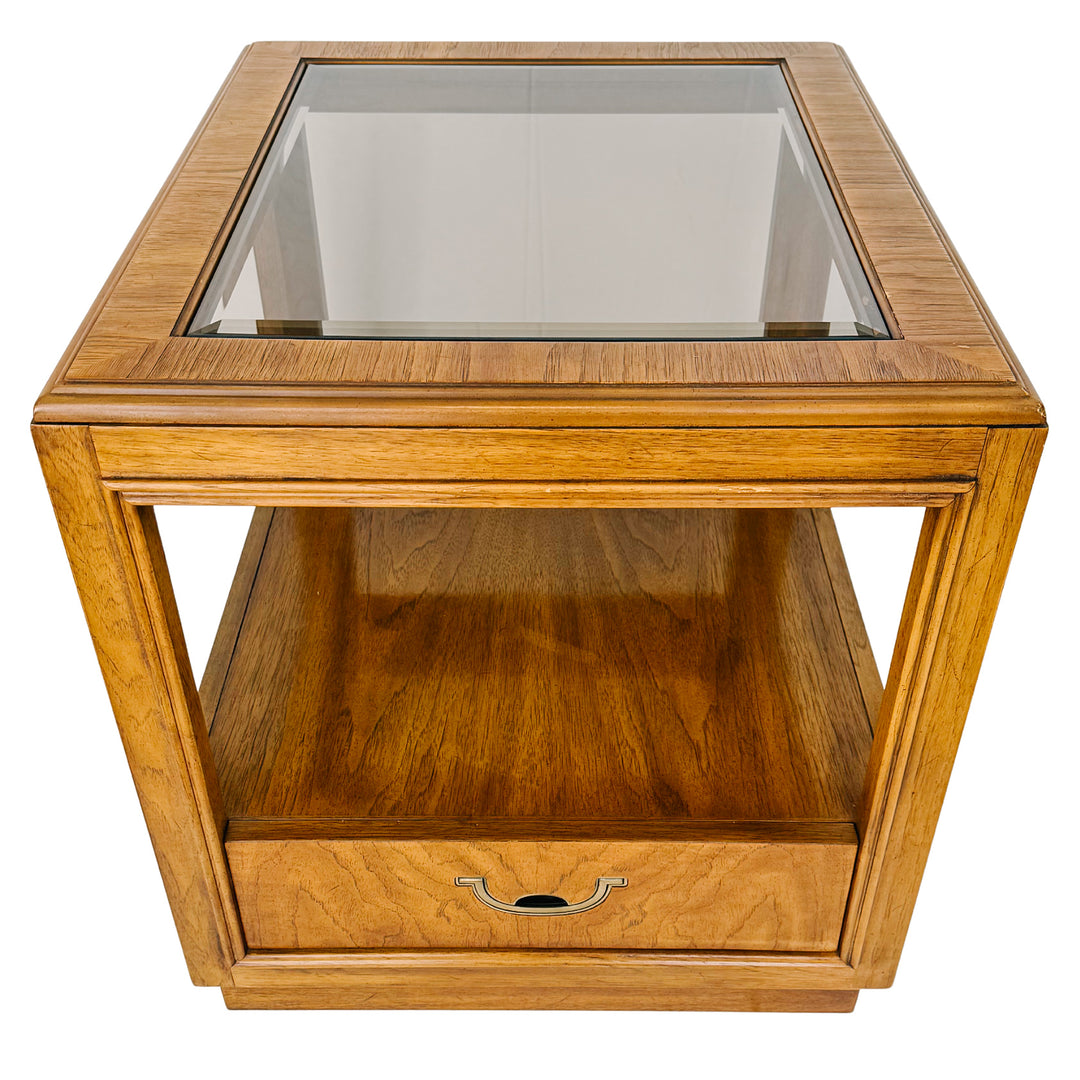 Vintage Drexel Accolade Campaign Style Nightstands / End Tables
