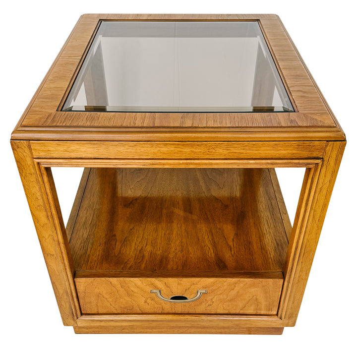 Vintage Drexel Accolade Campaign Style Nightstands / End Tables