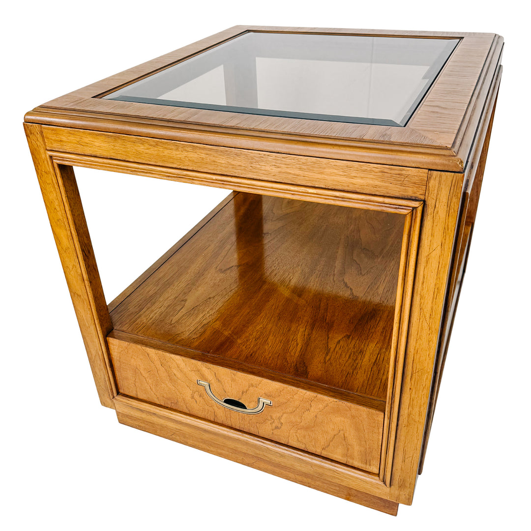 Vintage Drexel Accolade Campaign Style Nightstands / End Tables