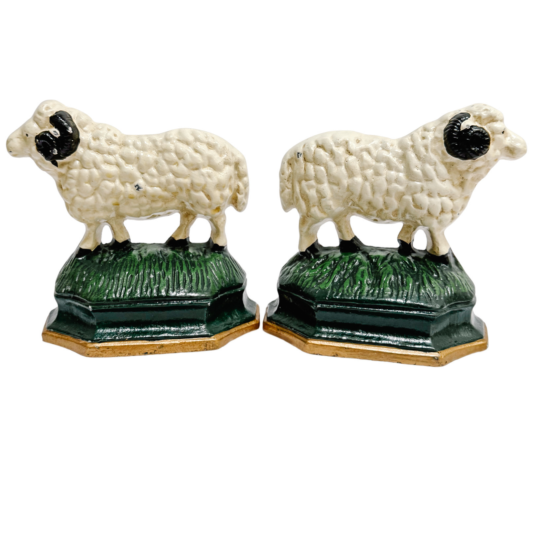 Vintage English Cast Iron Ram Bookends or Door Stops