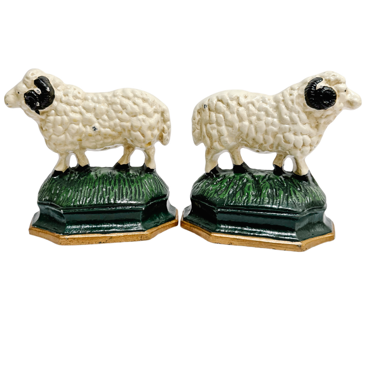 Vintage English Cast Iron Ram Bookends or Door Stops