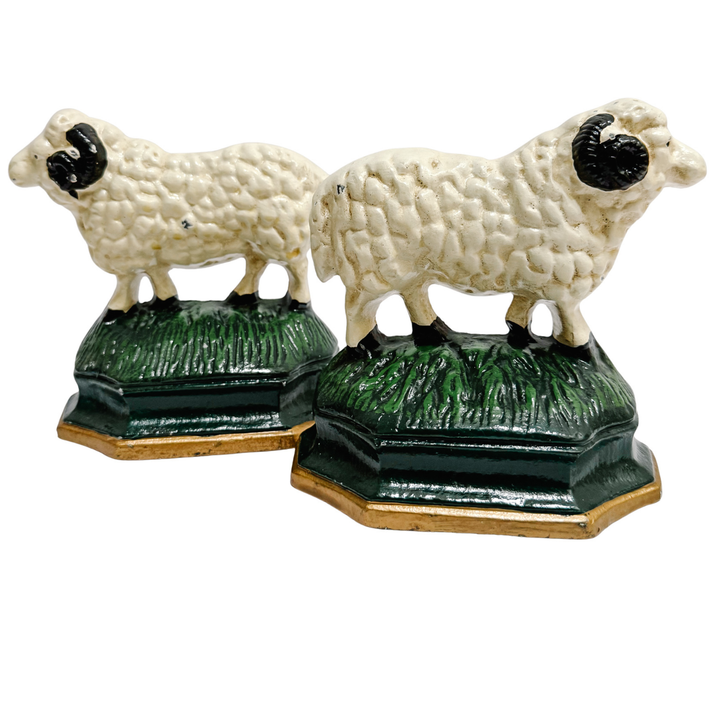 Vintage English Cast Iron Ram Bookends or Door Stops