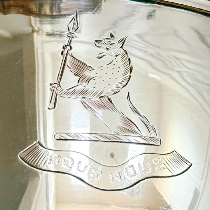 Vintage English Silver-Plated Lion Handles Pedestal Bowl With Engraved Crest